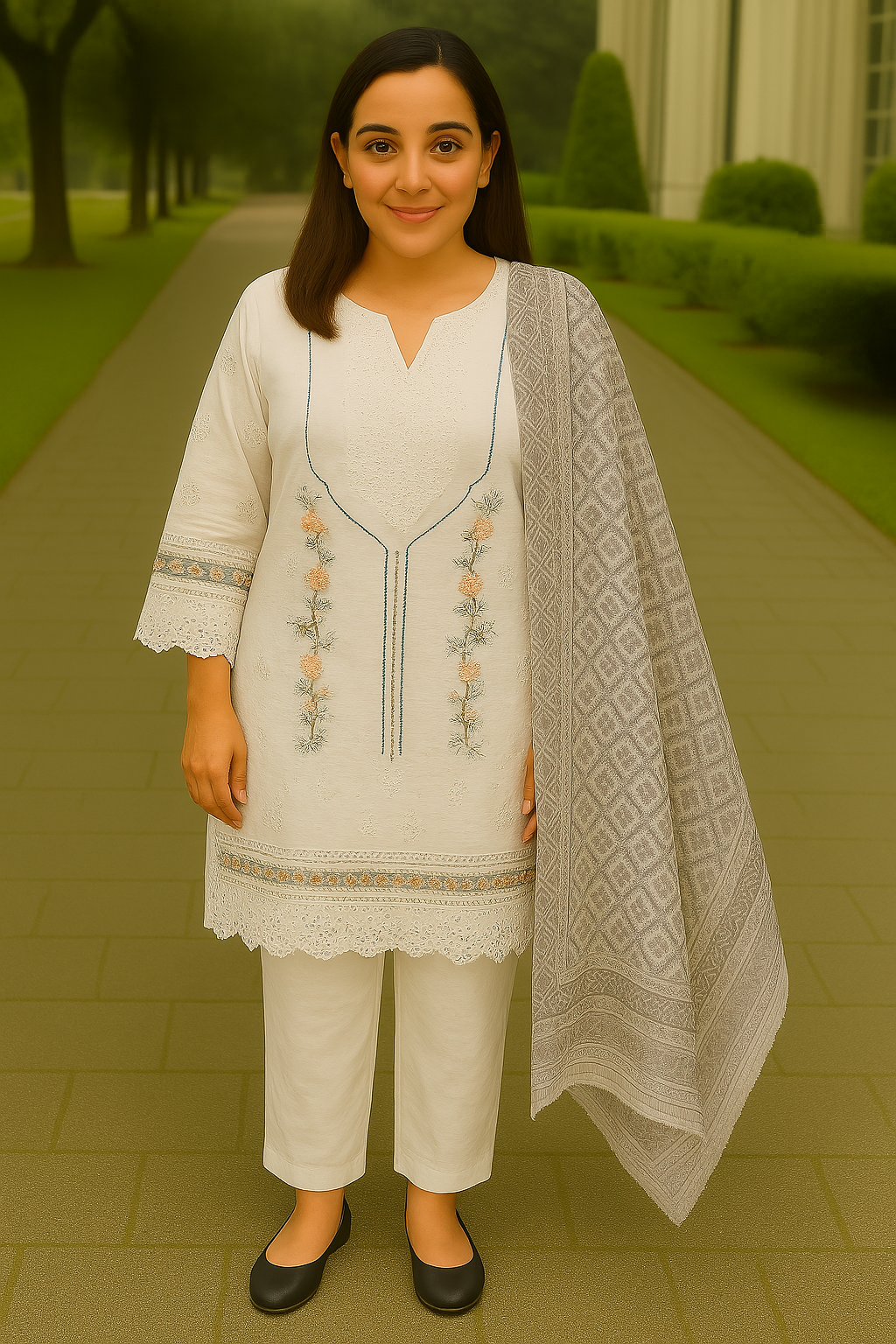 3 Piece Cottan Doria Line Suit Enbroidery