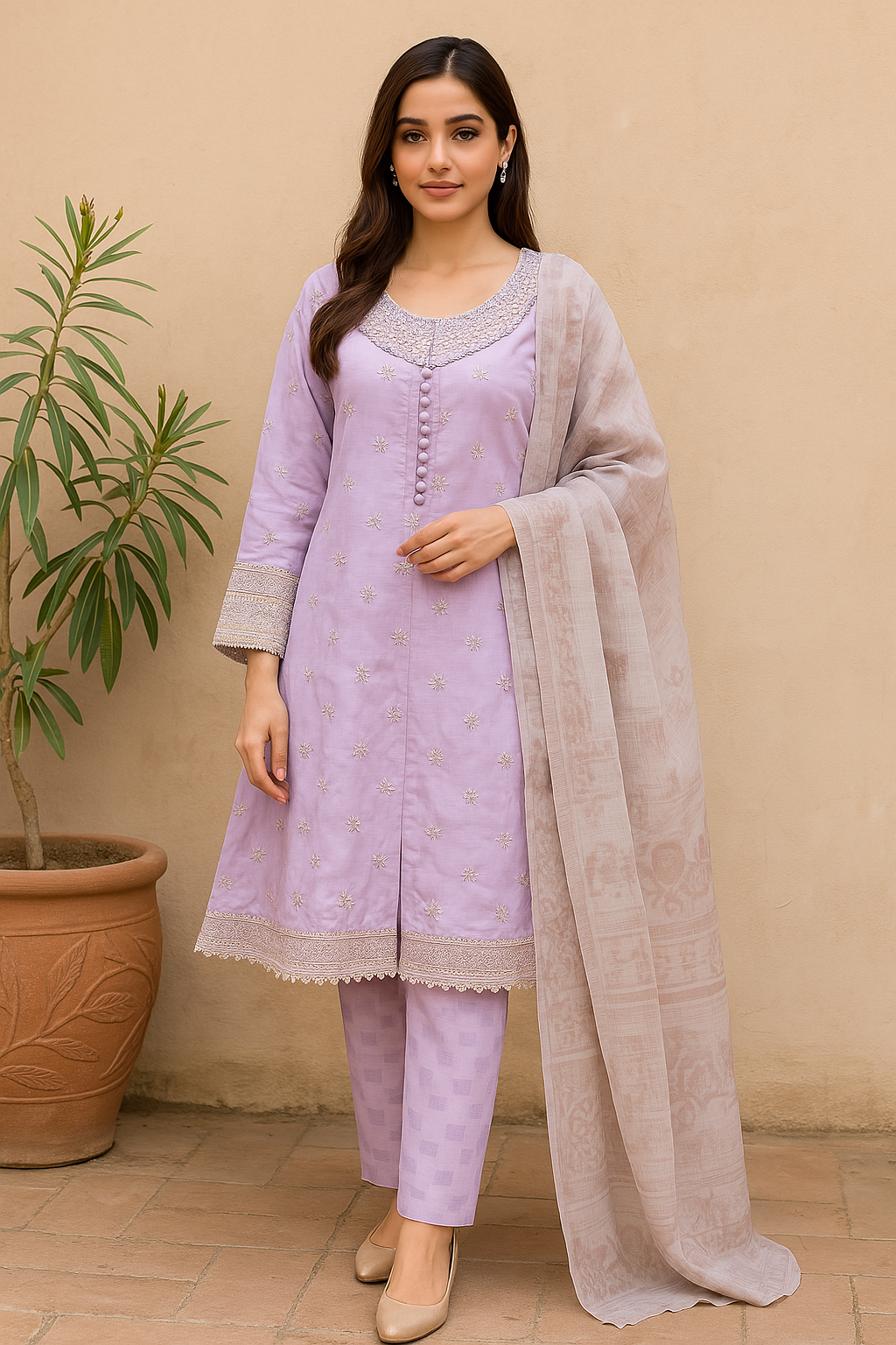 Cotton Embroidery 3 piece