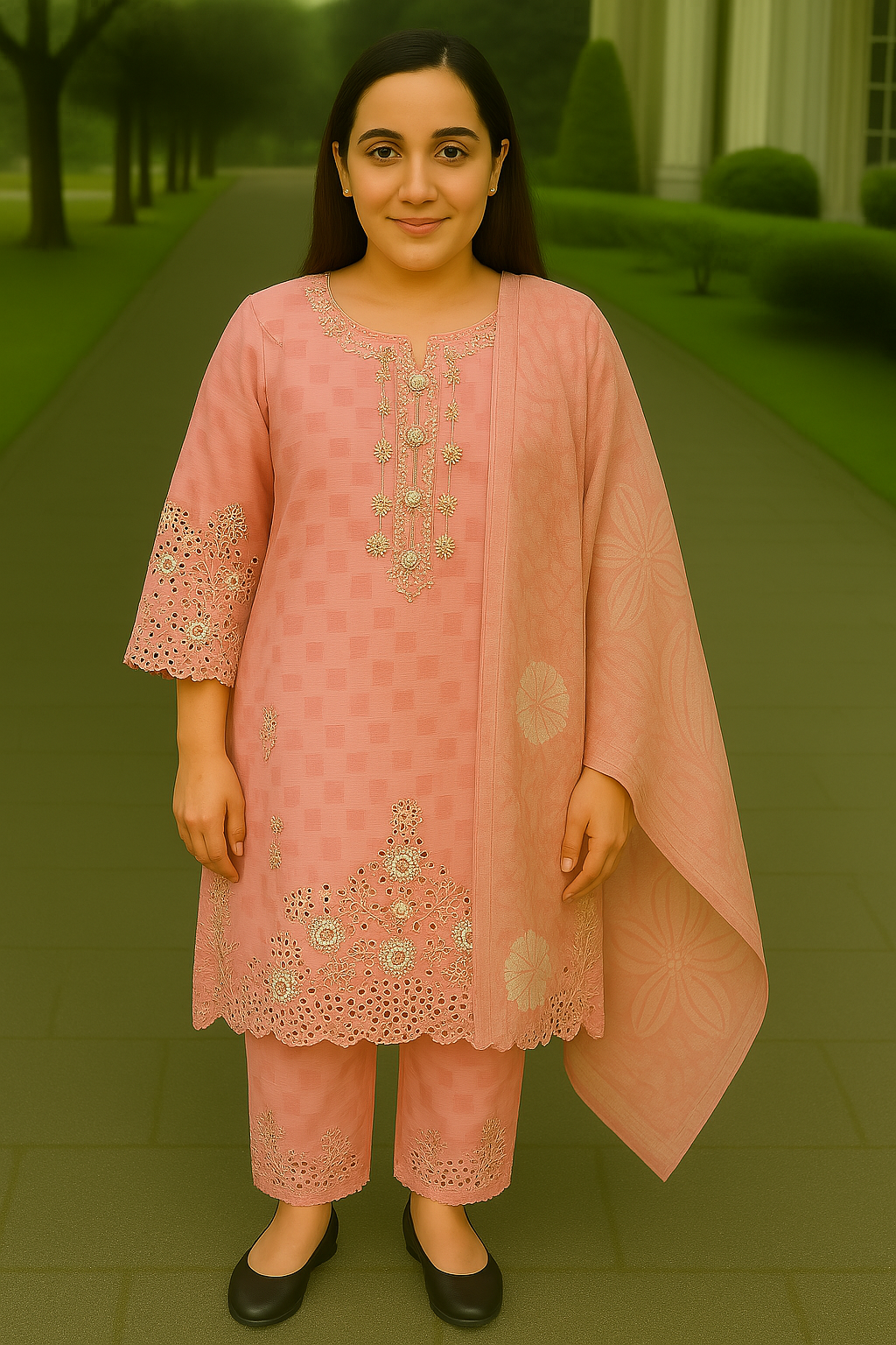 Cotton Embroidery  Chiken Curry 3 pice