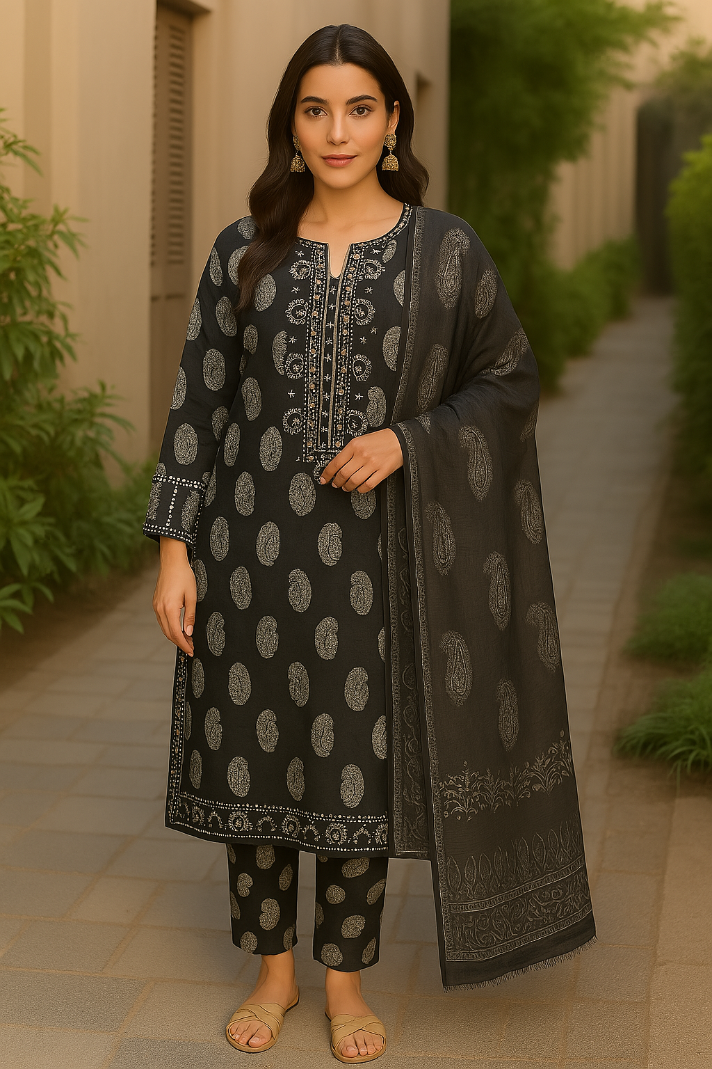 Cotton Print Embroidery  3 Piece