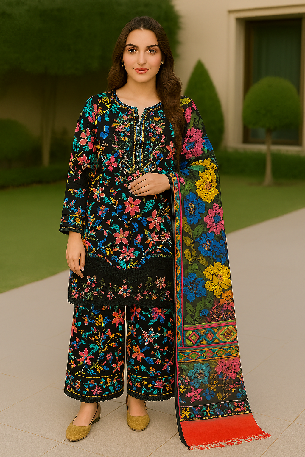 Cotton Embroidery 3 piece