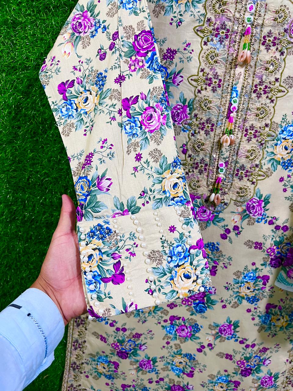 3 Peice Suit Print Embroidery