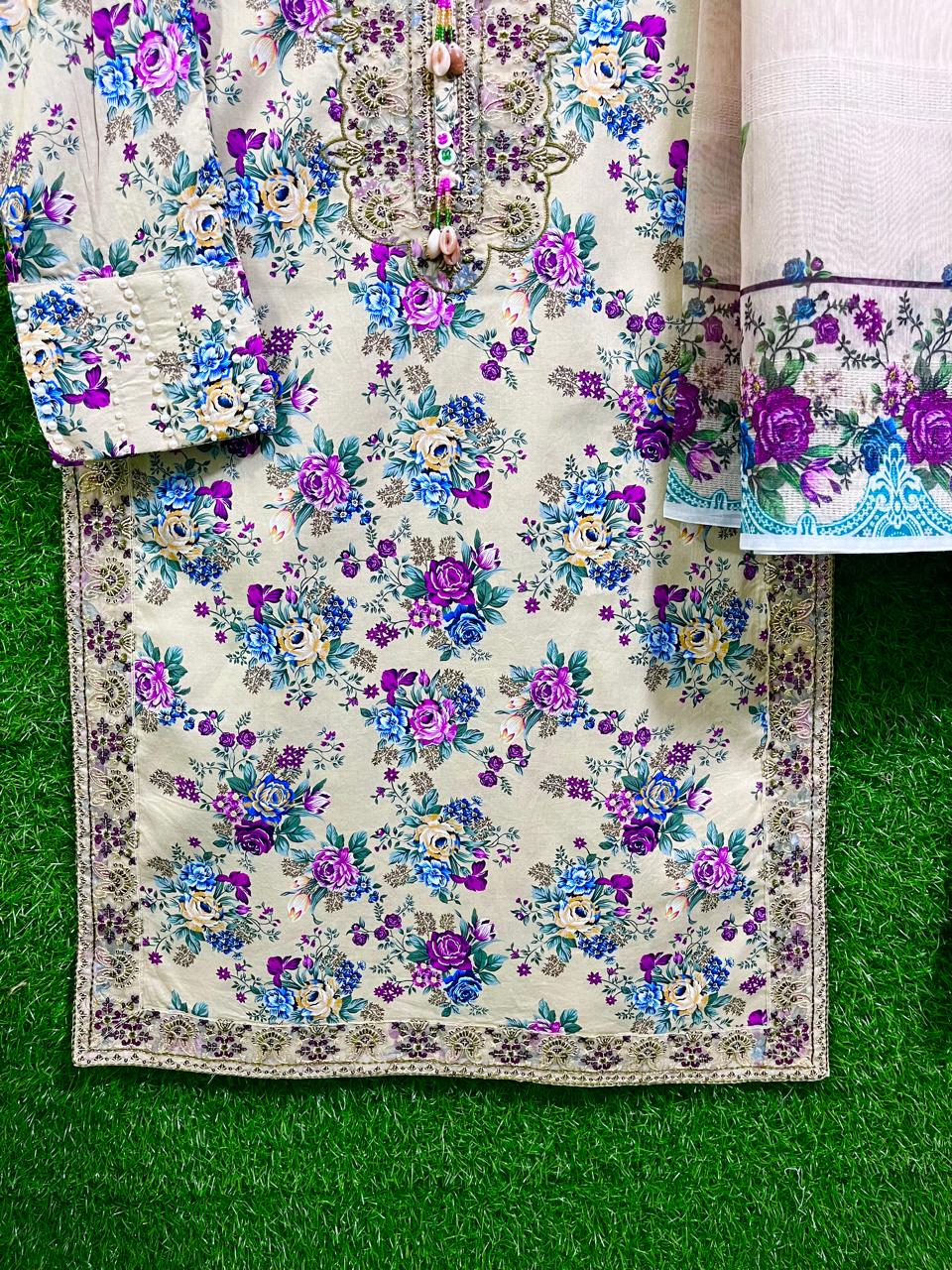 3 Peice Suit Print Embroidery