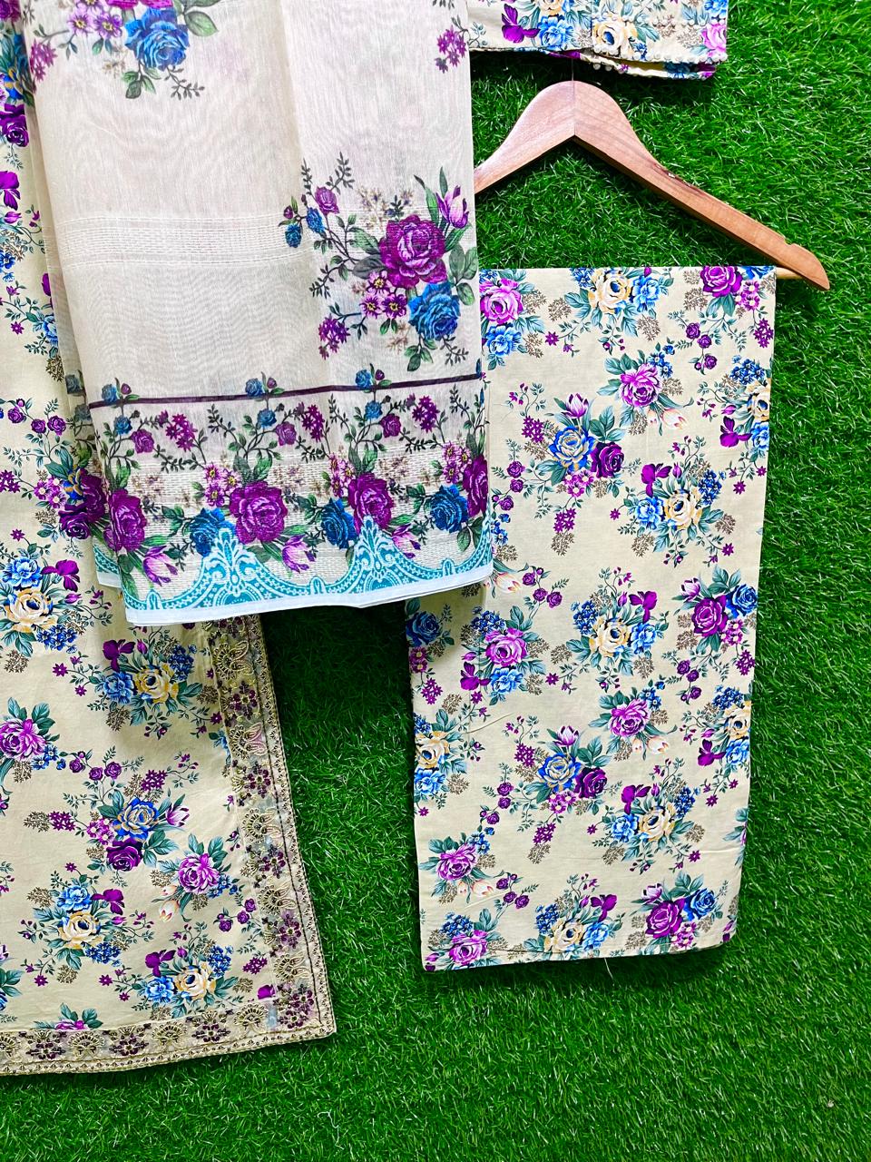 3 Peice Suit Print Embroidery