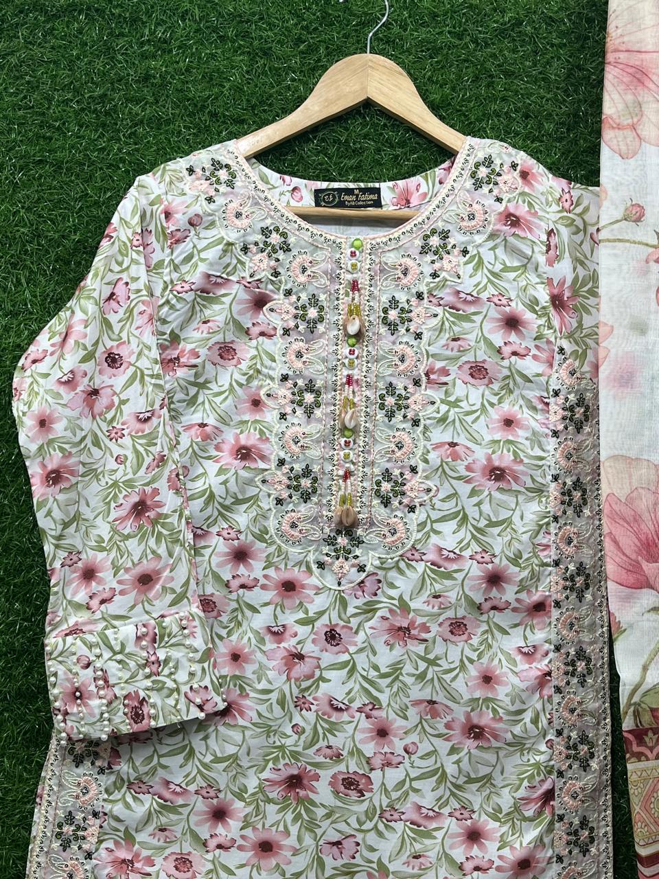 Cotton Print 3 piece  Embroidery