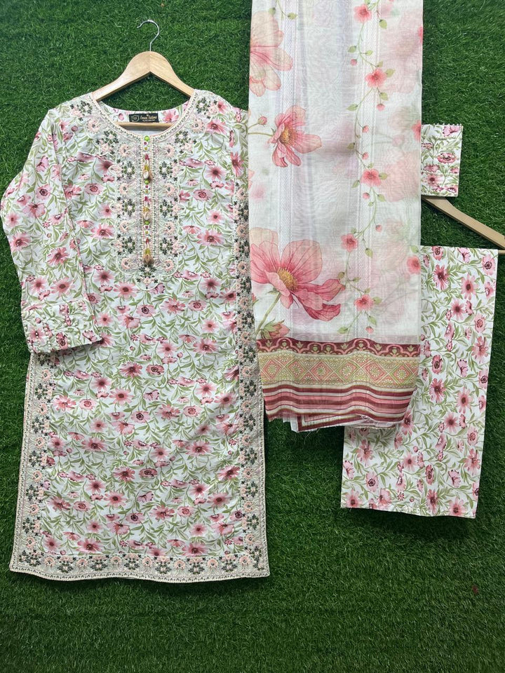 Cotton Print 3 piece  Embroidery