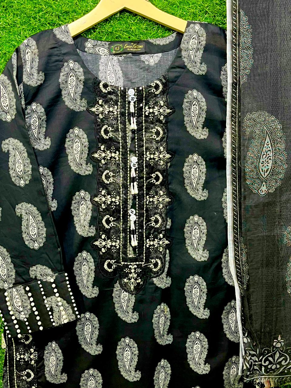 Cotton Print Embroidery  3 Piece