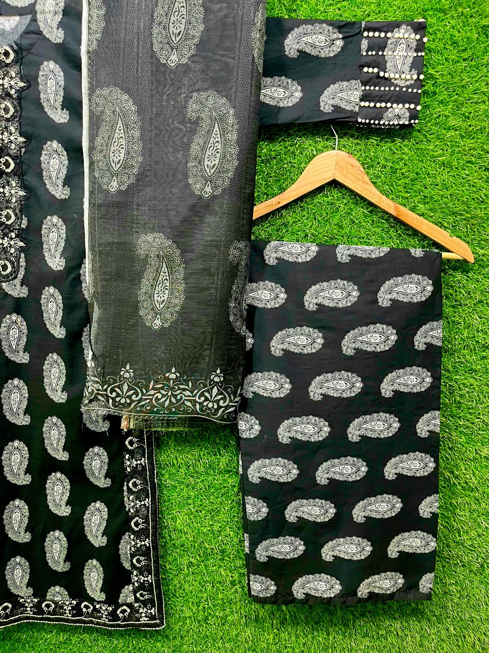 Cotton Print Embroidery  3 Piece