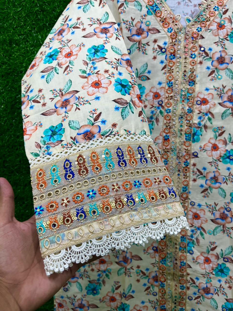 Cotton Embroidery Print  3 Piece