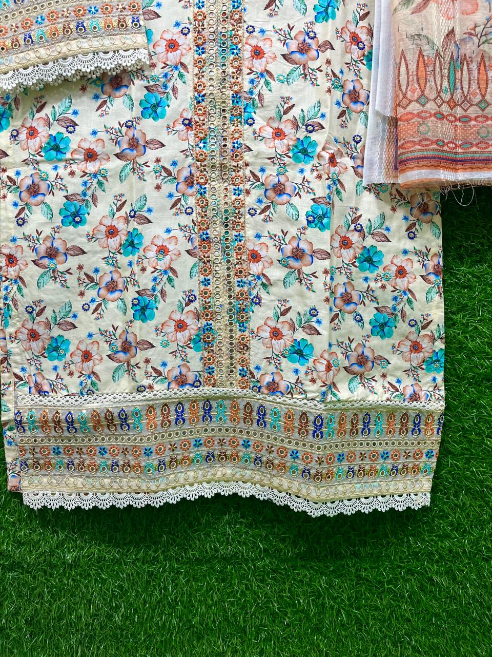 Cotton Embroidery Print  3 Piece