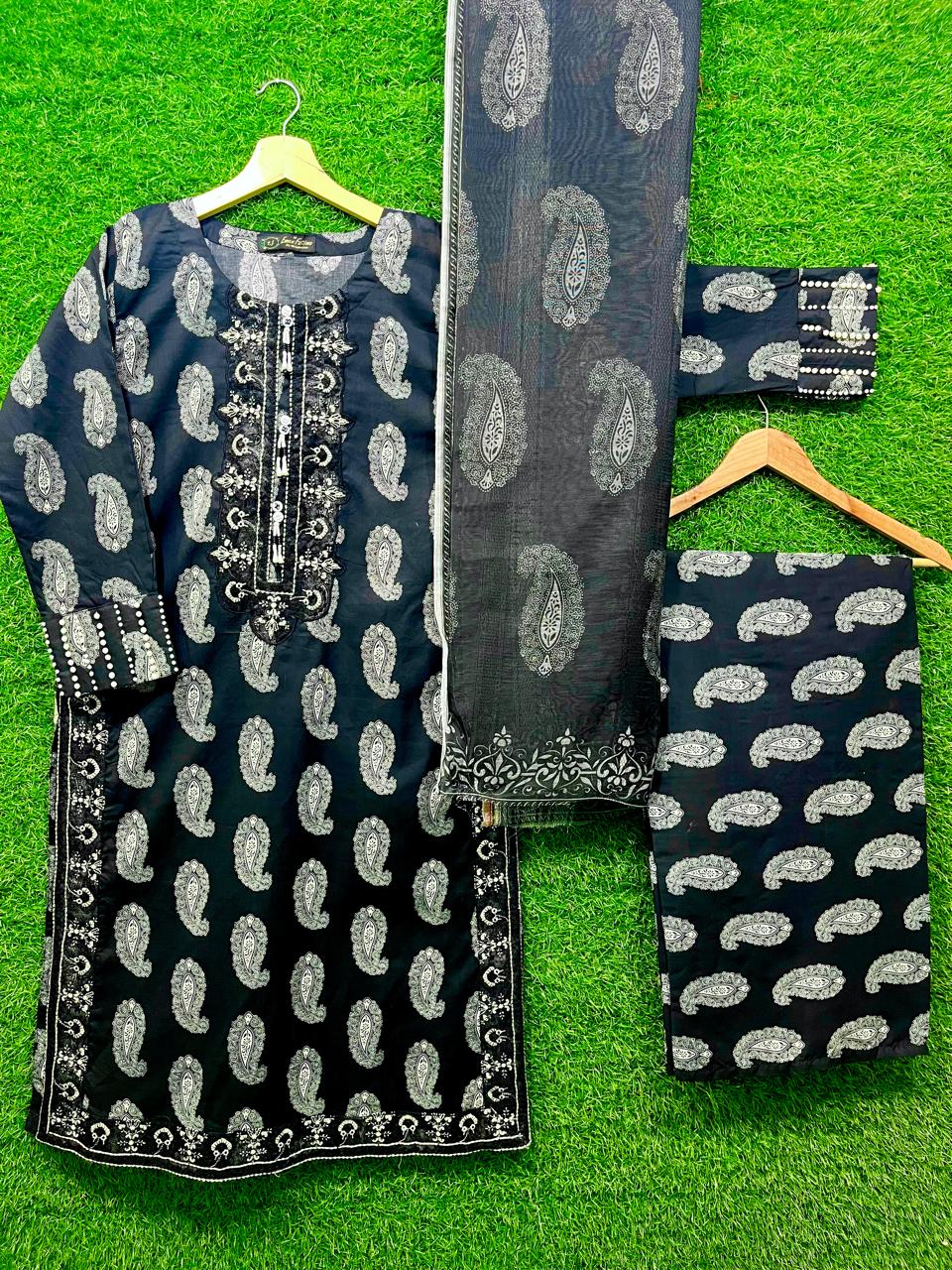 Cotton Print Embroidery  3 Piece