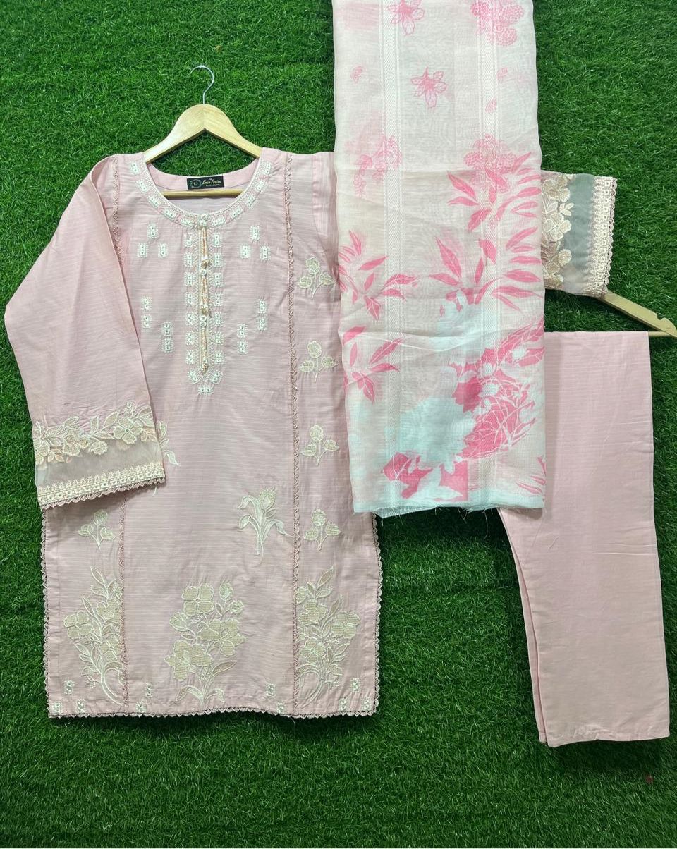 Cotton Embroidery 3 piece