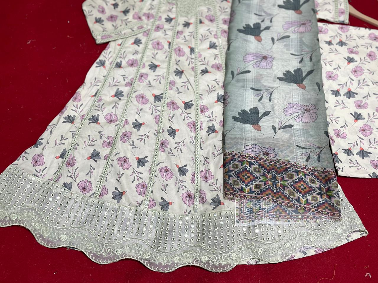 Cotton Print Embroidery  Maxi 3 piece