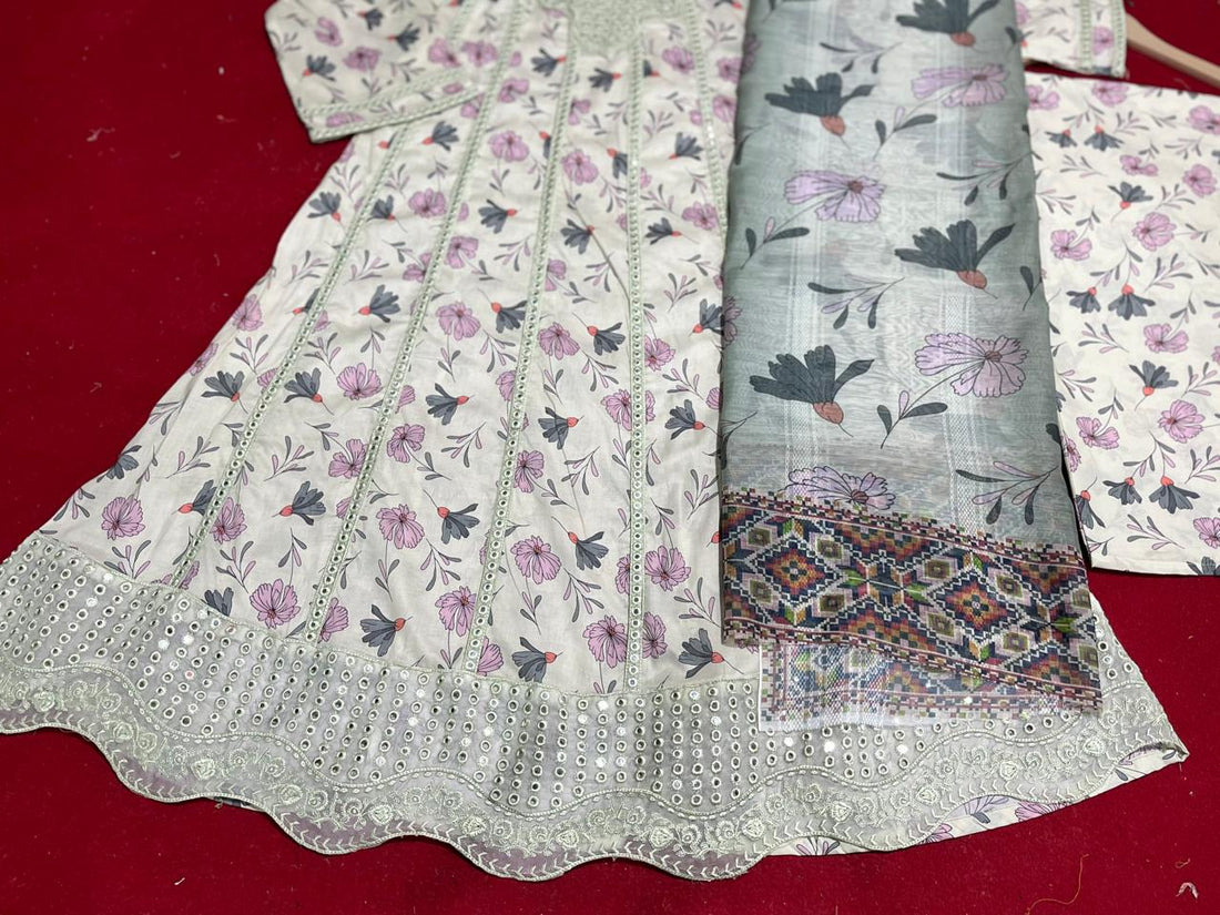 Cotton Print Embroidery  Maxi 3 piece
