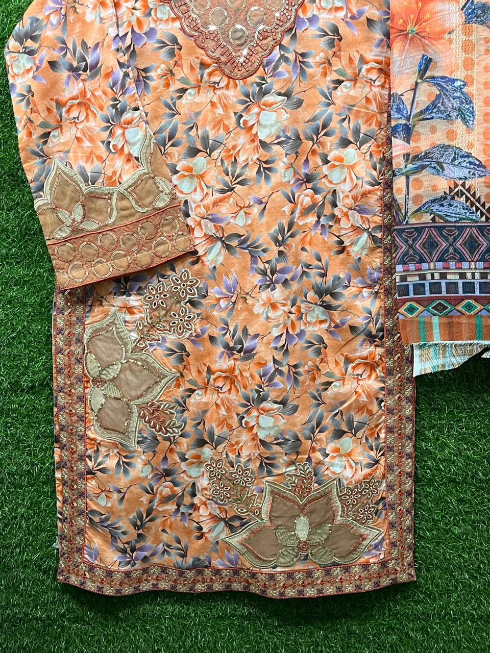 Cotton Print Embroidery 3 piece