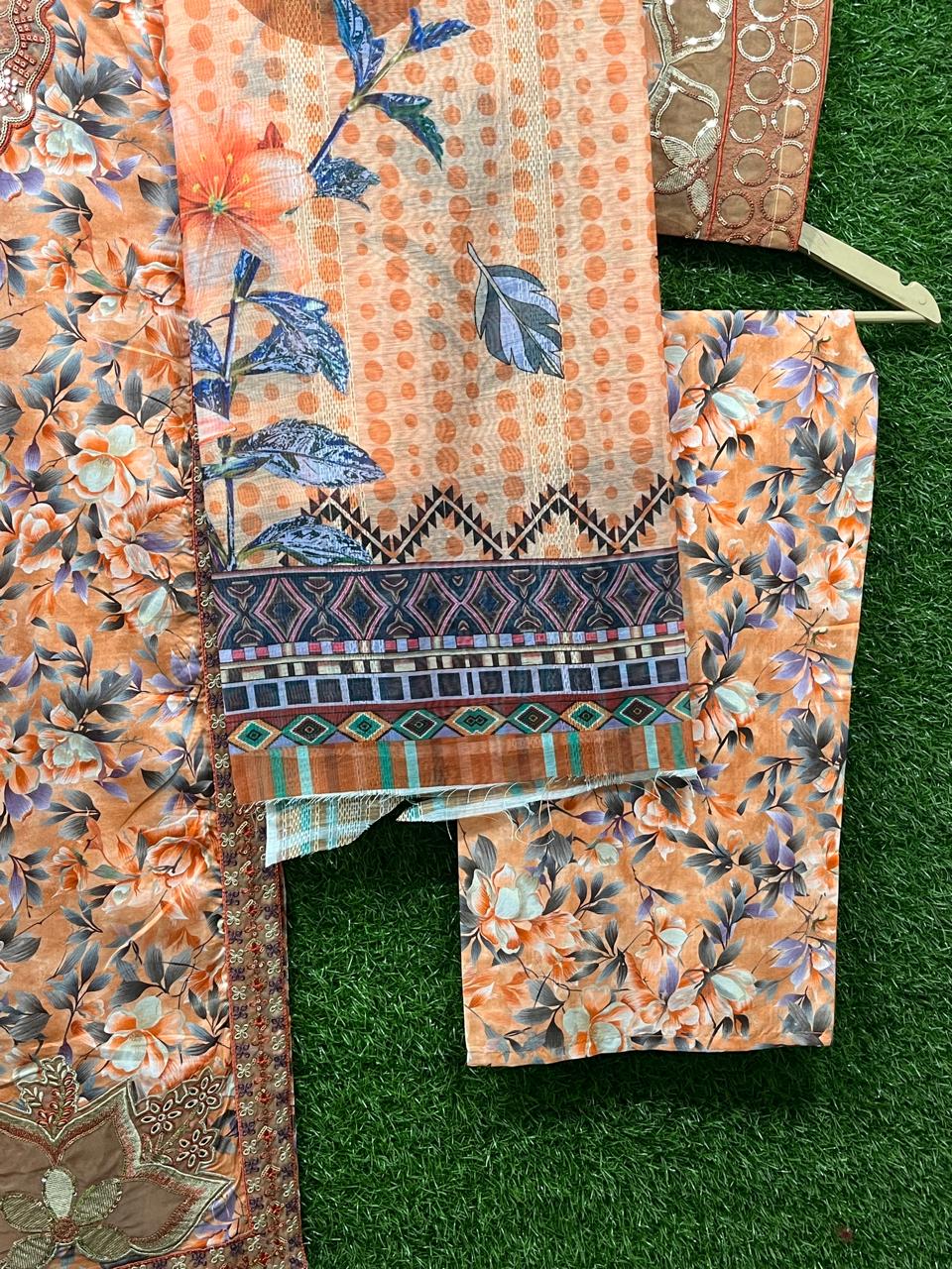 Cotton Print Embroidery 3 piece