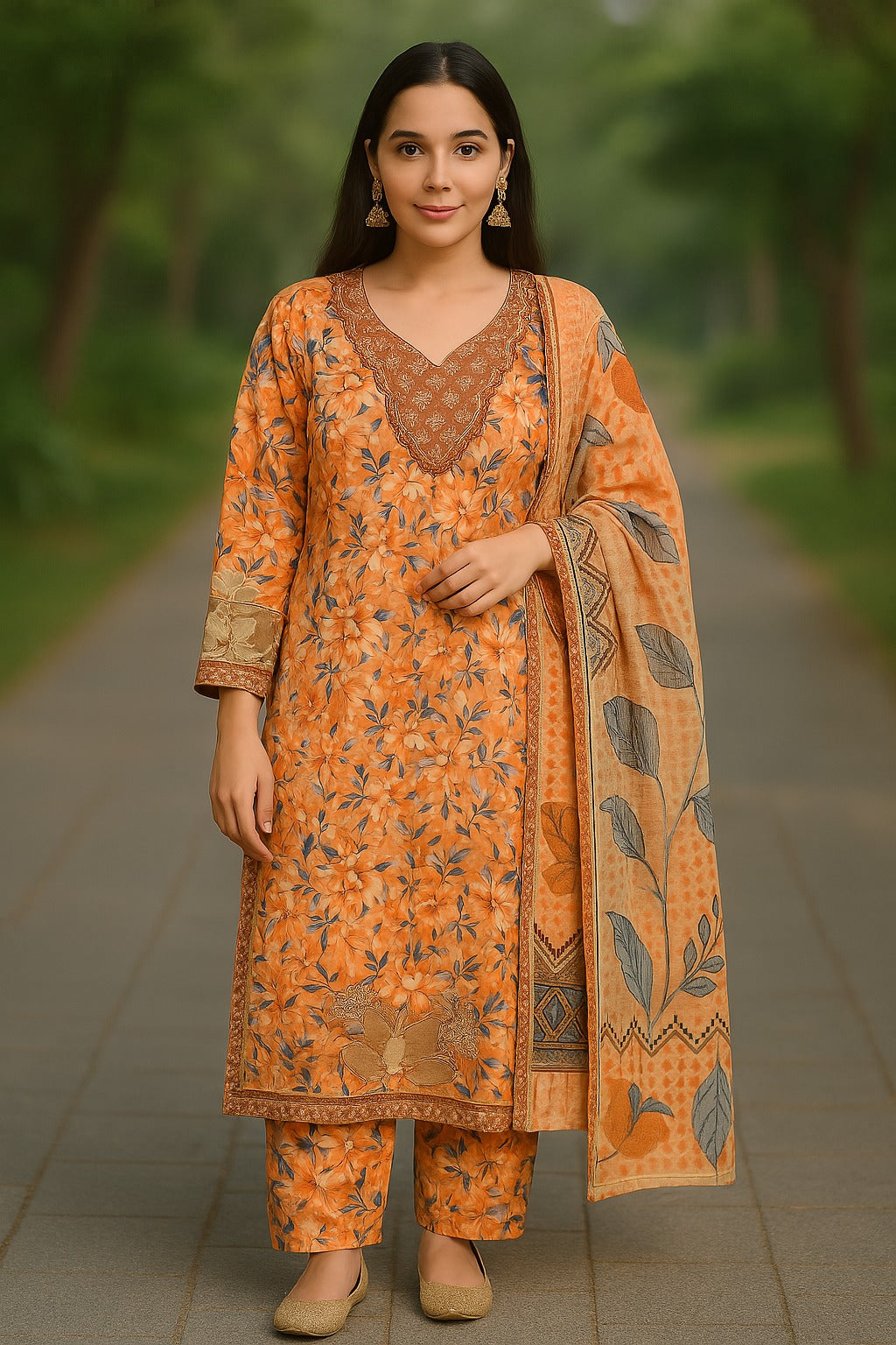 Cotton Print Embroidery 3 piece