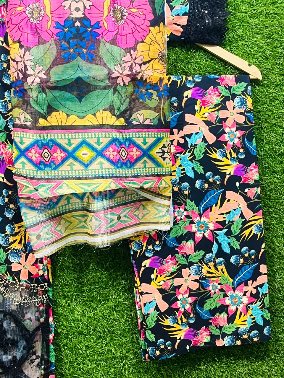 Cotton Print Embroidery 3 piece