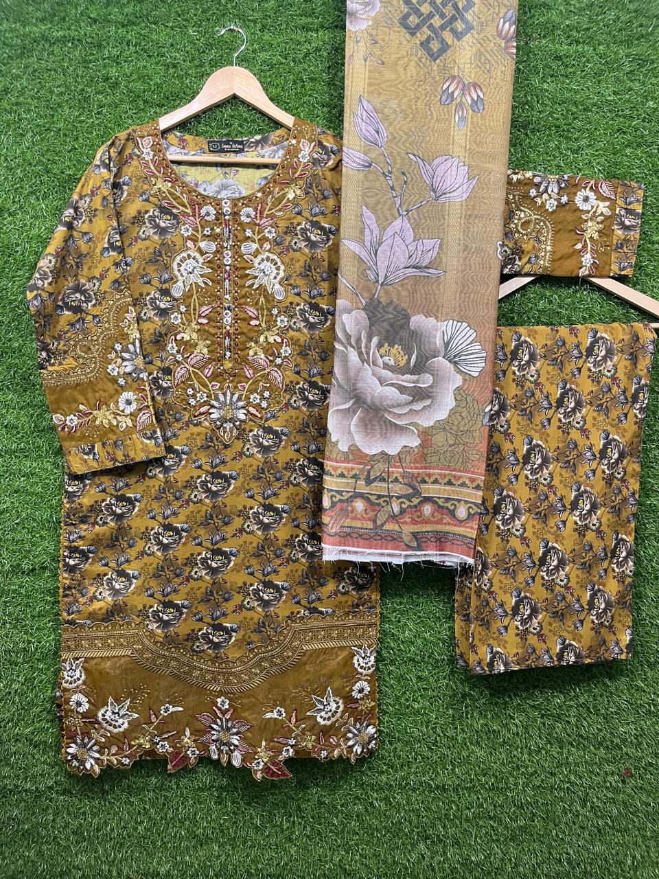 Cotton Embroidery Print 3 piece