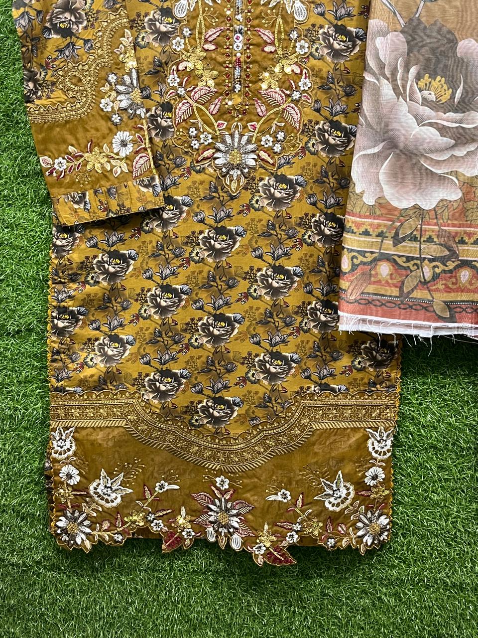 Cotton Embroidery Print 3 piece