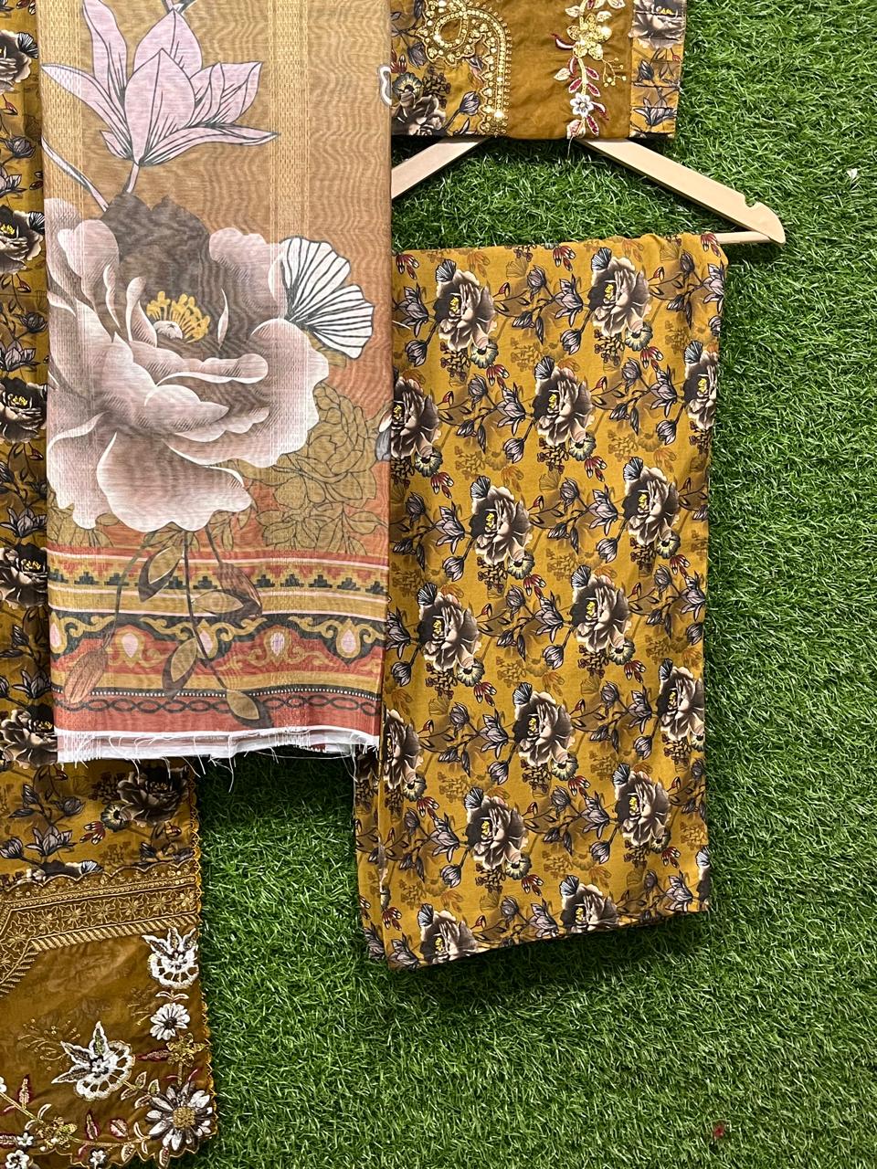 Cotton Embroidery Print 3 piece