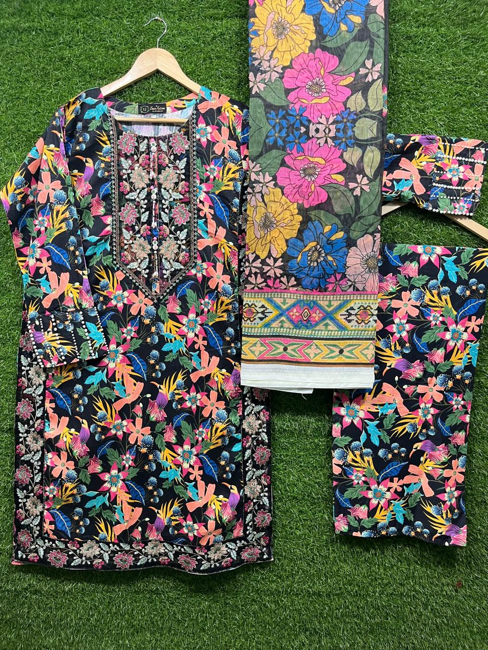 Cotton Embroidery Print 3 ps