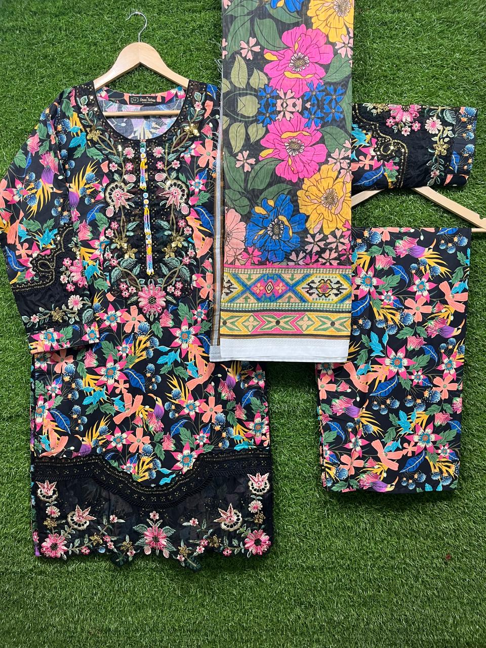 Cotton Embroidery 3 piece