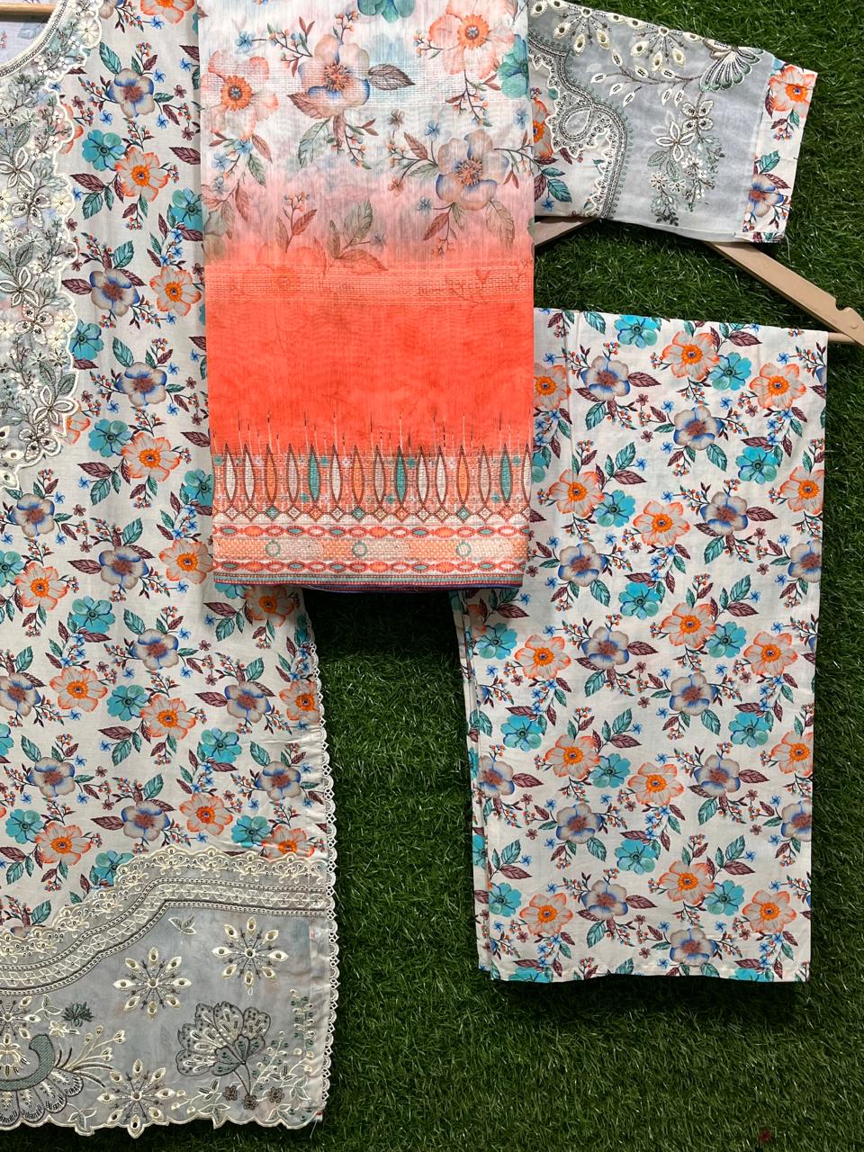 Cotton Print Embroidery 3 ps