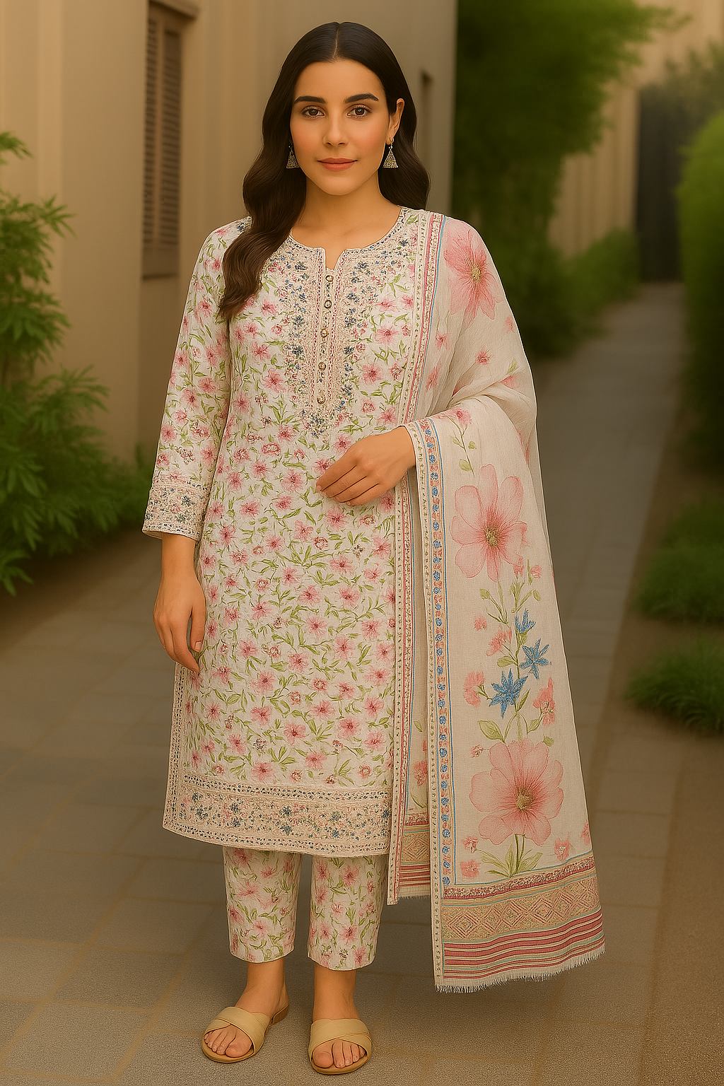 Cotton Print 3 piece  Embroidery