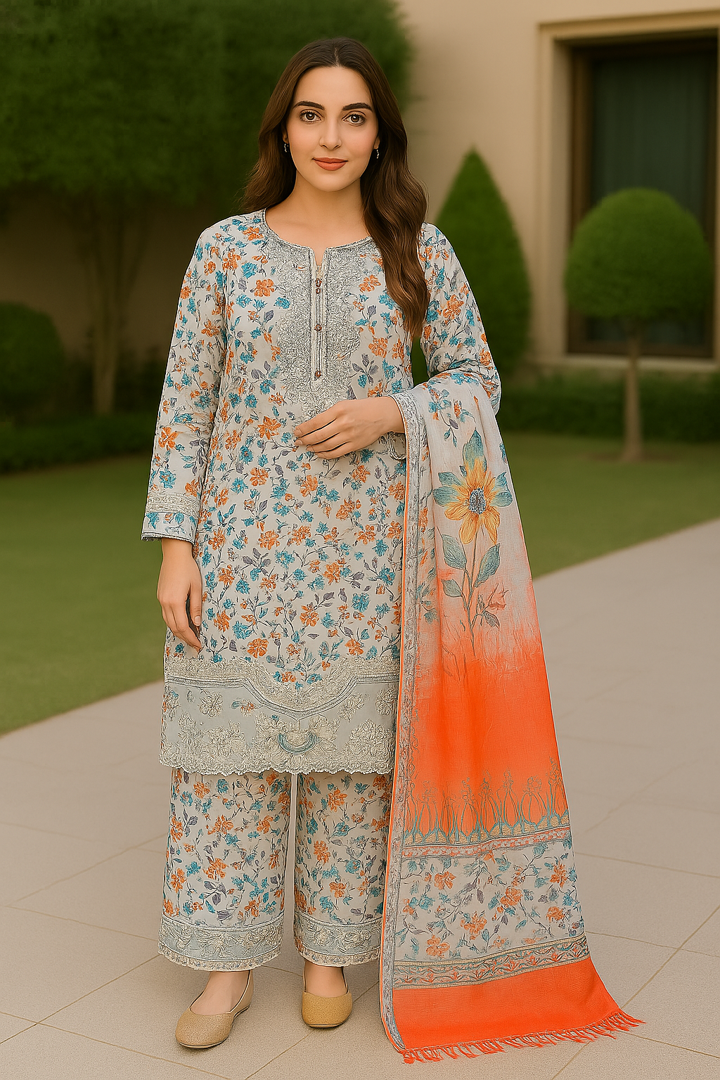 Cotton Print Embroidery 3 ps