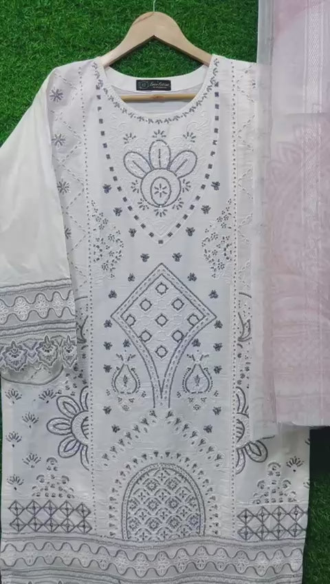 Cottan  Embroidery 3 Peice