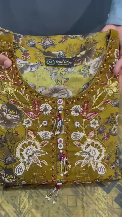 Cotton Embroidery Print 3 piece